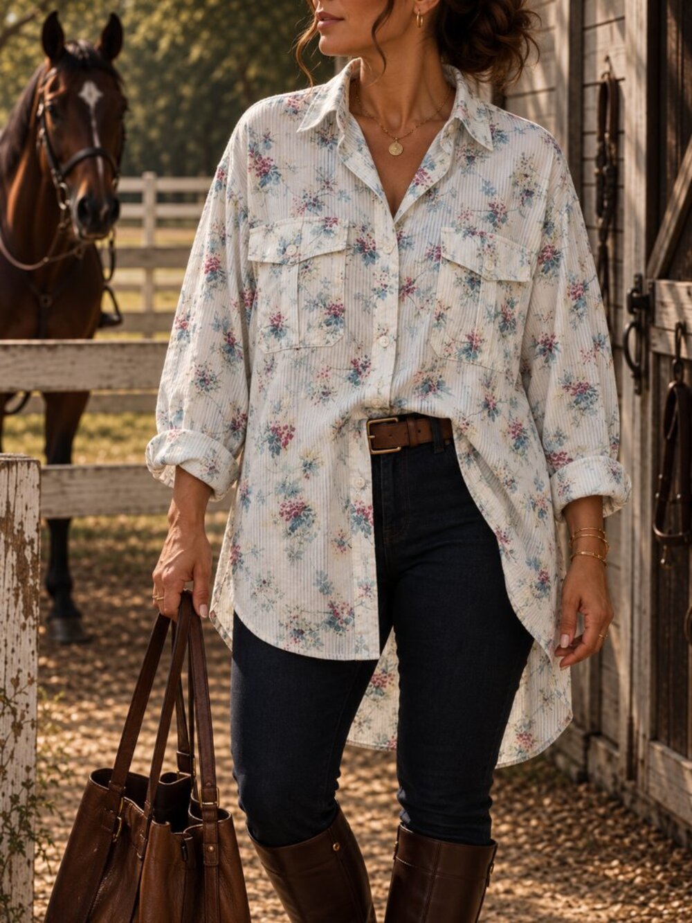 Vintage Ralph Lauren Floral Oversized Button Down Shirt
